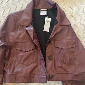 Social Tourist faux leather red cropped jacket NWT sz L